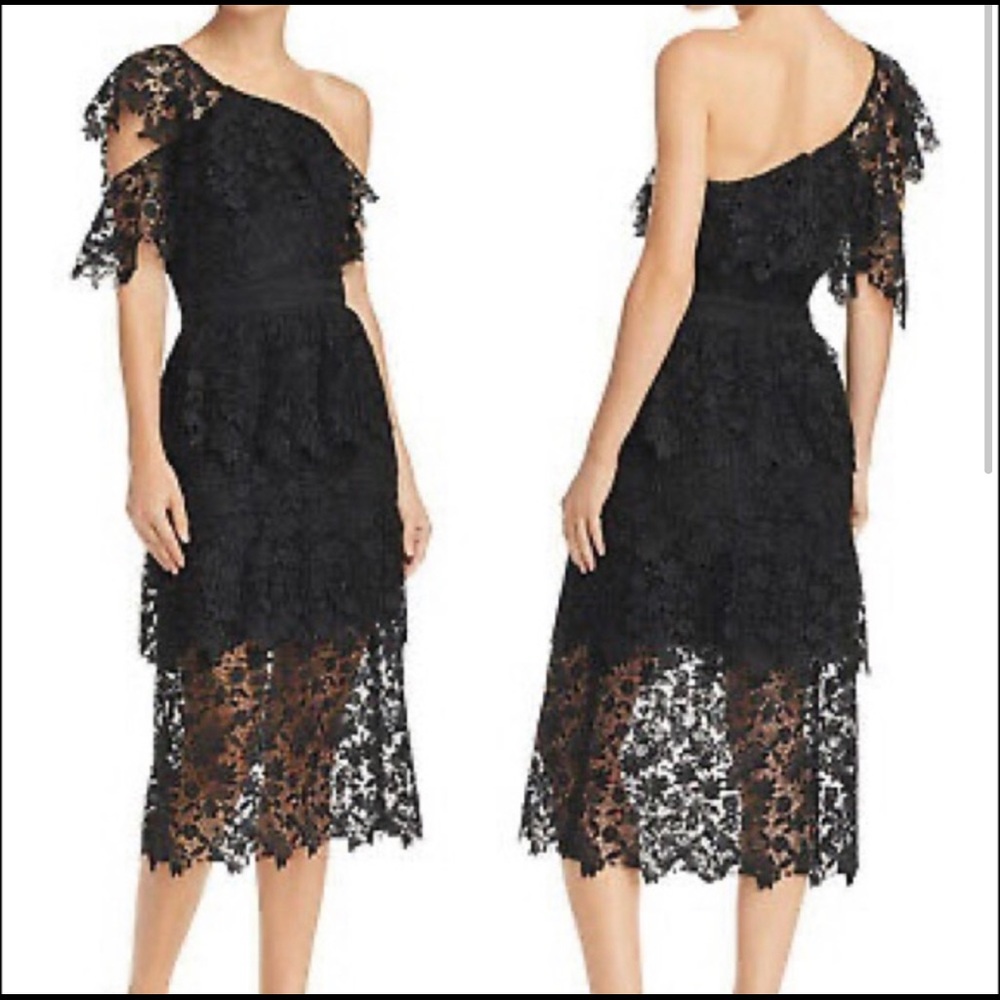 Joie Belisa One Shoulder Black Lace Dress.